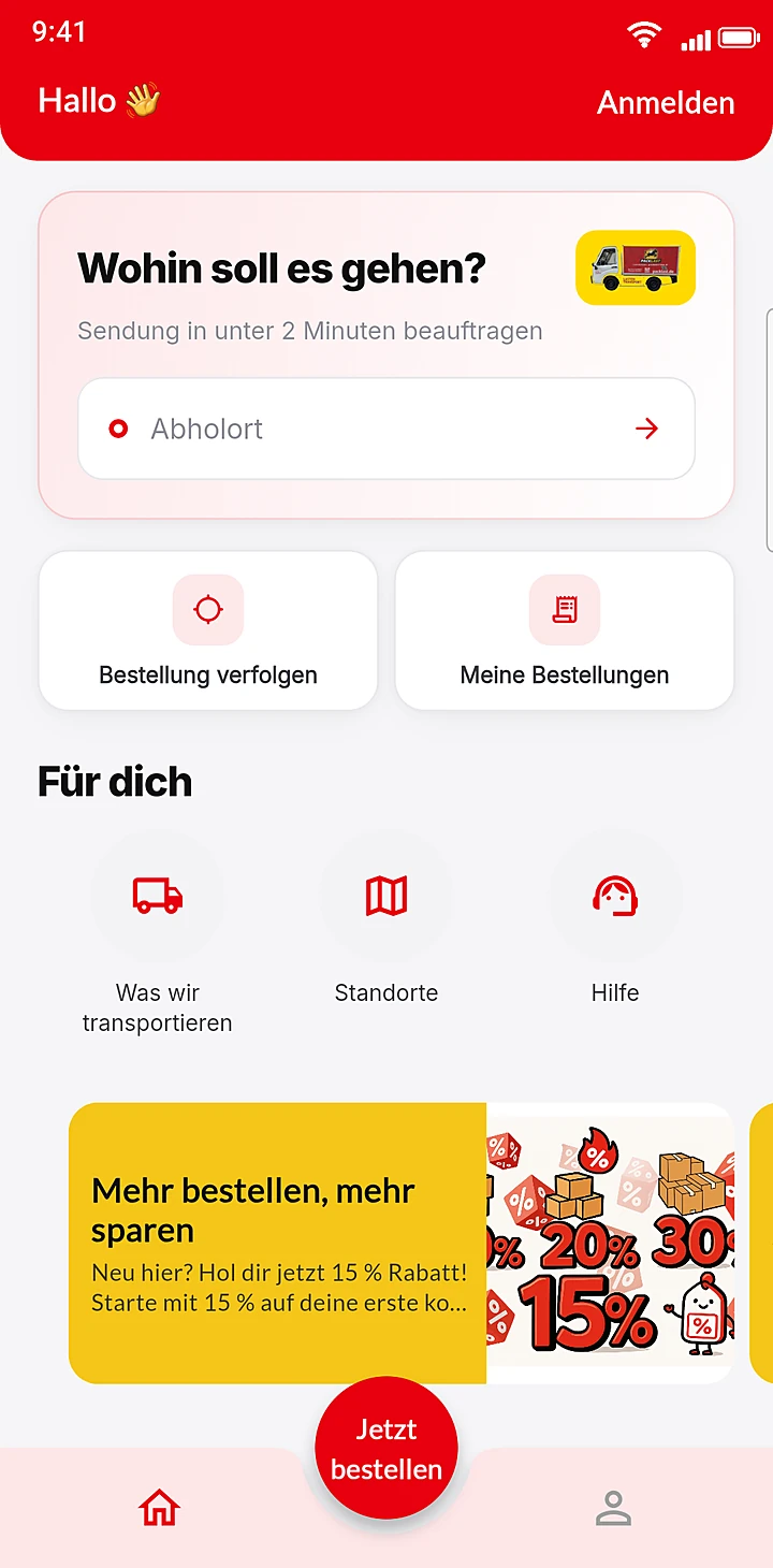 Packlast App Startbildschirm: Wohin soll es gehen?